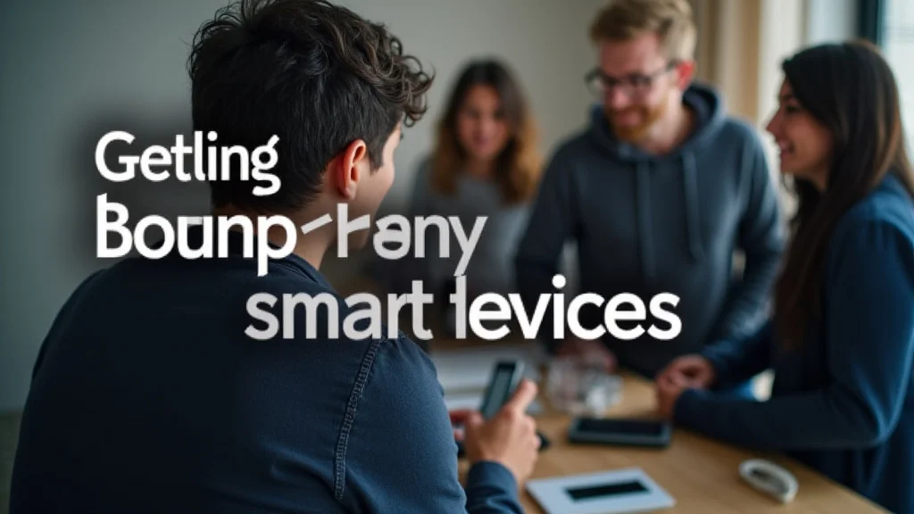 The image shows a home environment with various smart devices neatly arranged, illustrating getting started with smart devices.